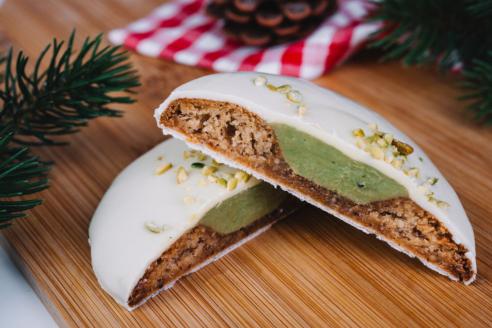 Pistazienlebkuchen geschnitten
